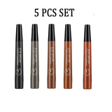 5 Colors 3D Magic Microblading Eyebrow Pencil Makeup Tool Tint 4 Tip Liquid Tattoo Pen Waterproof Cosmetic Eye Brow Liner